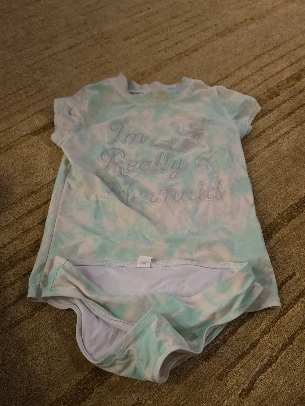 Place Pastel Mint Tie-Dye Two Piece - "I'm Really a Mermaid" Size 7/8